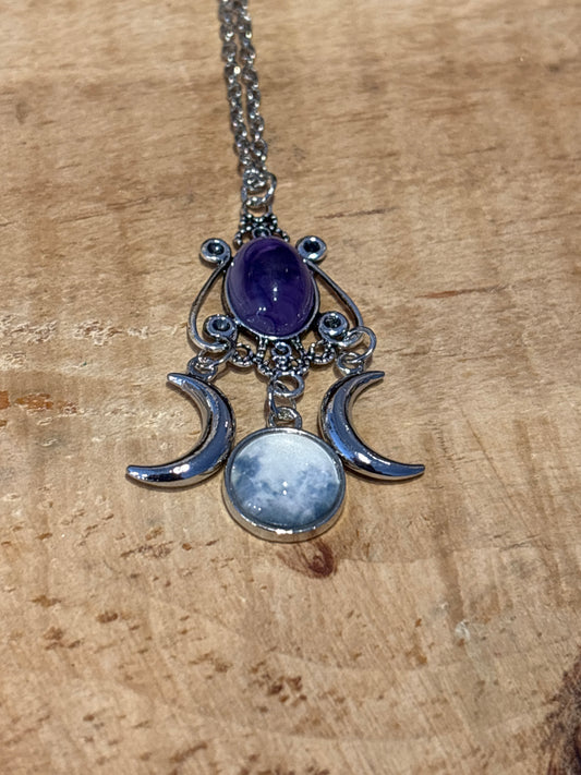 Pendentif – Triple Lune Verre teinté