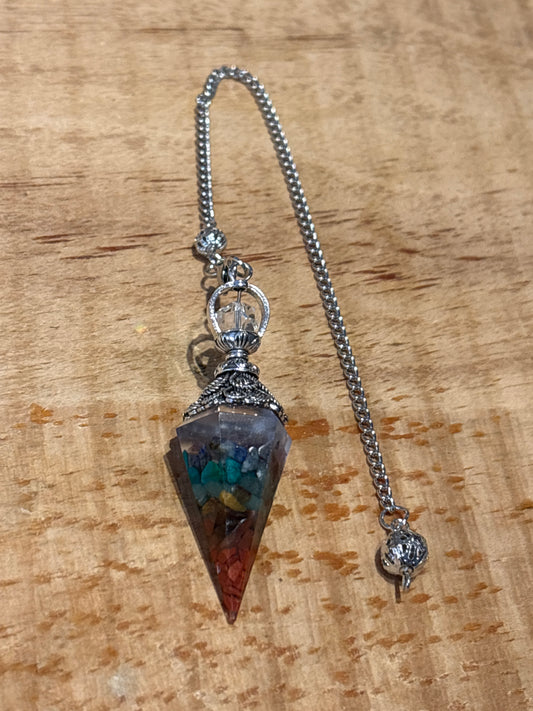 Pendule – Orgonite argent Pointe