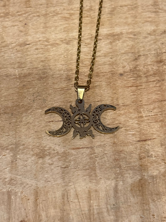 Pendentif – Triple Lune doré