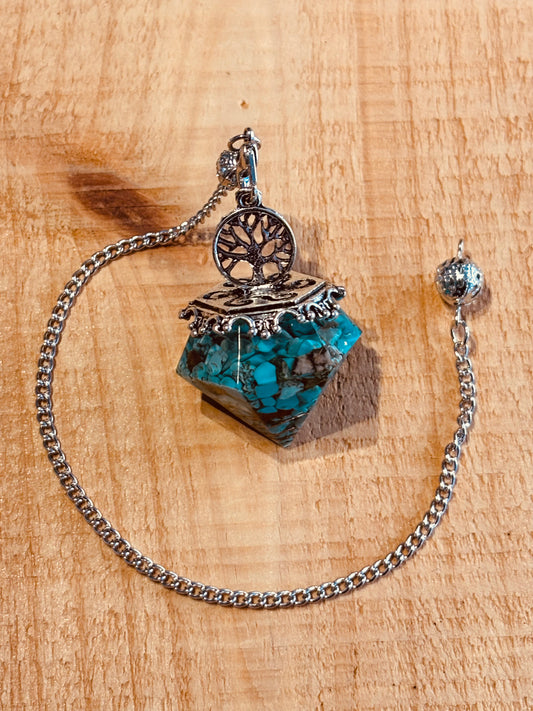 Pendule – Turqurine Orgonite avec Arbre de Vie