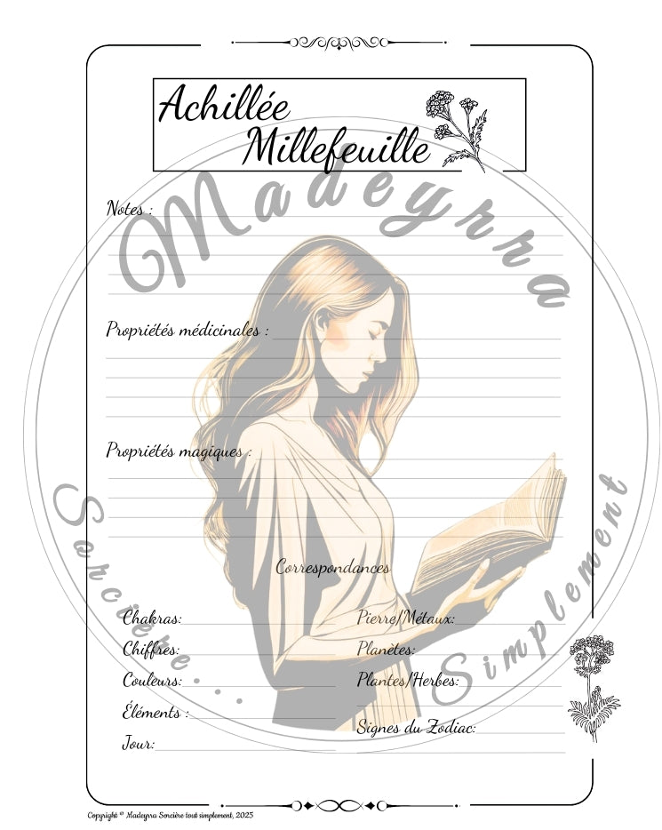 Grimoire Magique - Achillée millefeuille (PDF à compléter)