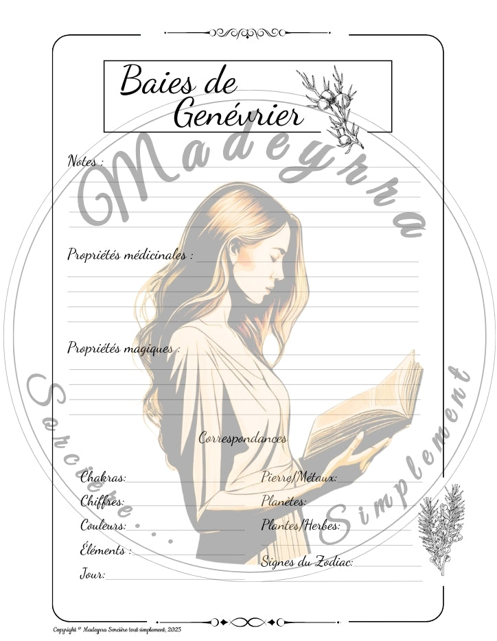 Grimoire Magique - Baie de Genévrier (PDF à compléter)