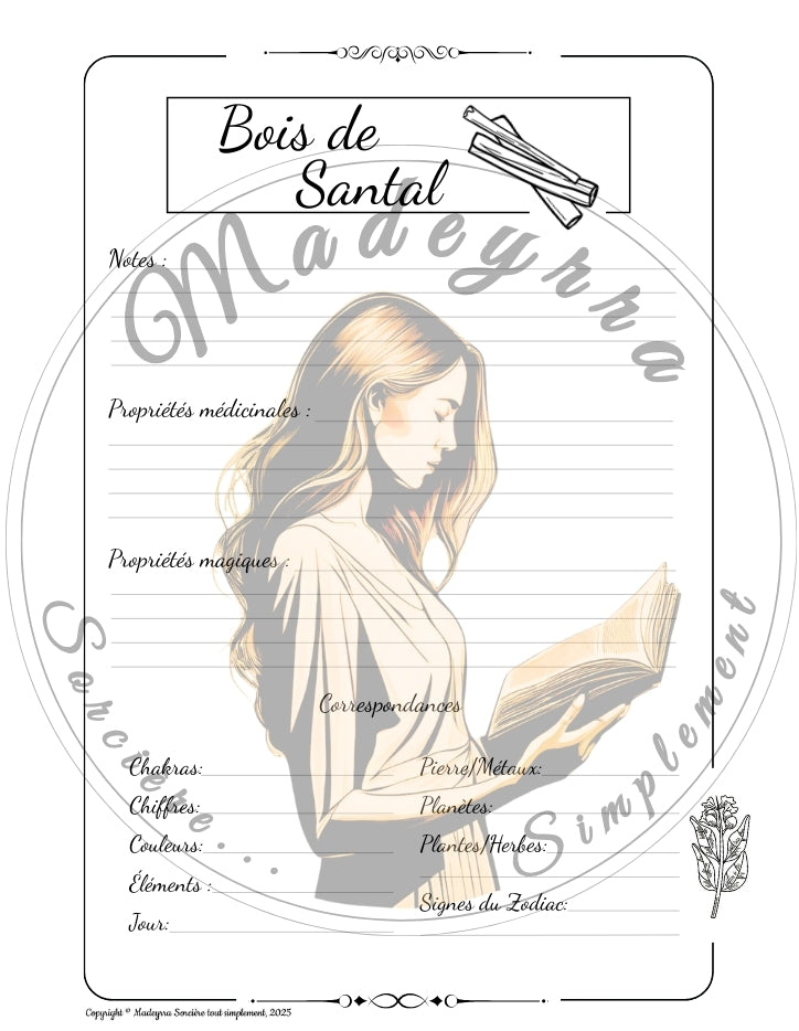 Grimoire Magique - Bois de Santal (PDF à compléter)