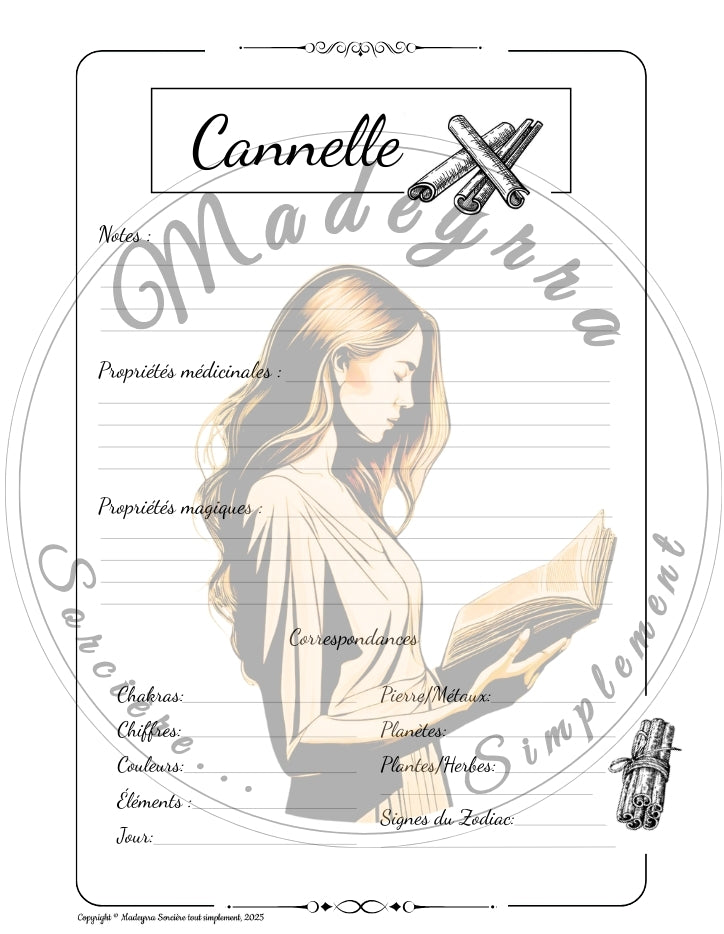 Grimoire Magique - Cannelle (PDF à compléter)