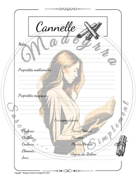 Grimoire Magique - Cannelle (PDF à compléter)