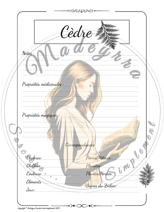 Grimoire Magique - Cèdre (PDF à compléter)