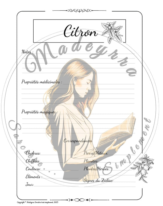 Grimoire Magique - Citron (PDF à compléter)