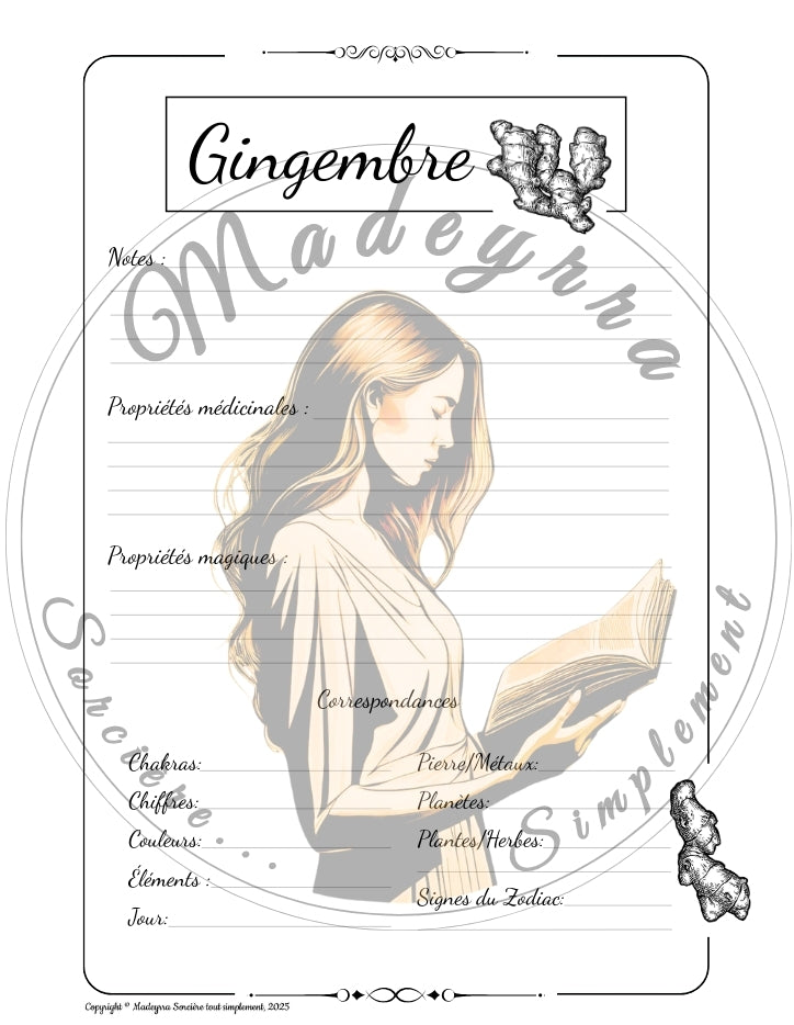 Grimoire Magique - Gingembre (PDF à compléter)