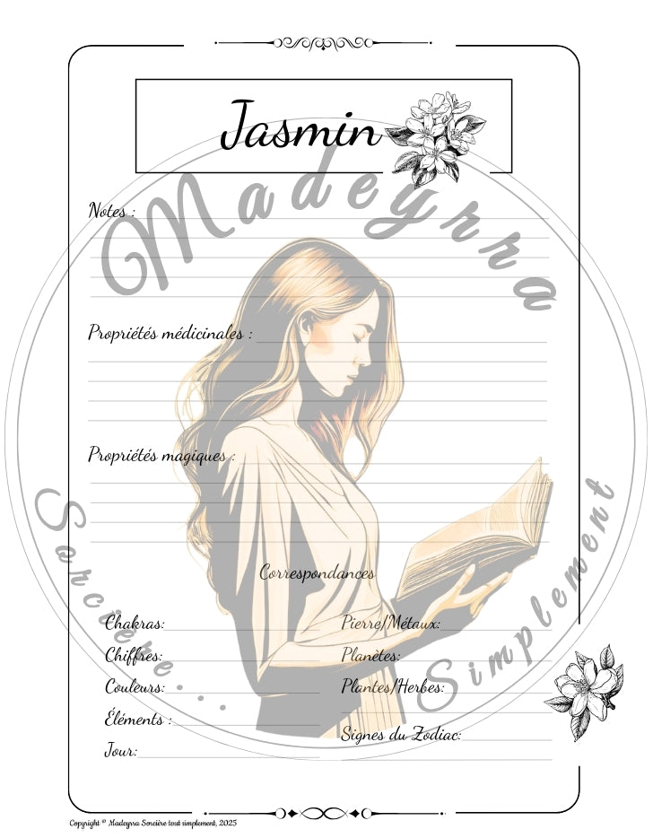 Grimoire Magique - Jasmin (PDF à compléter)
