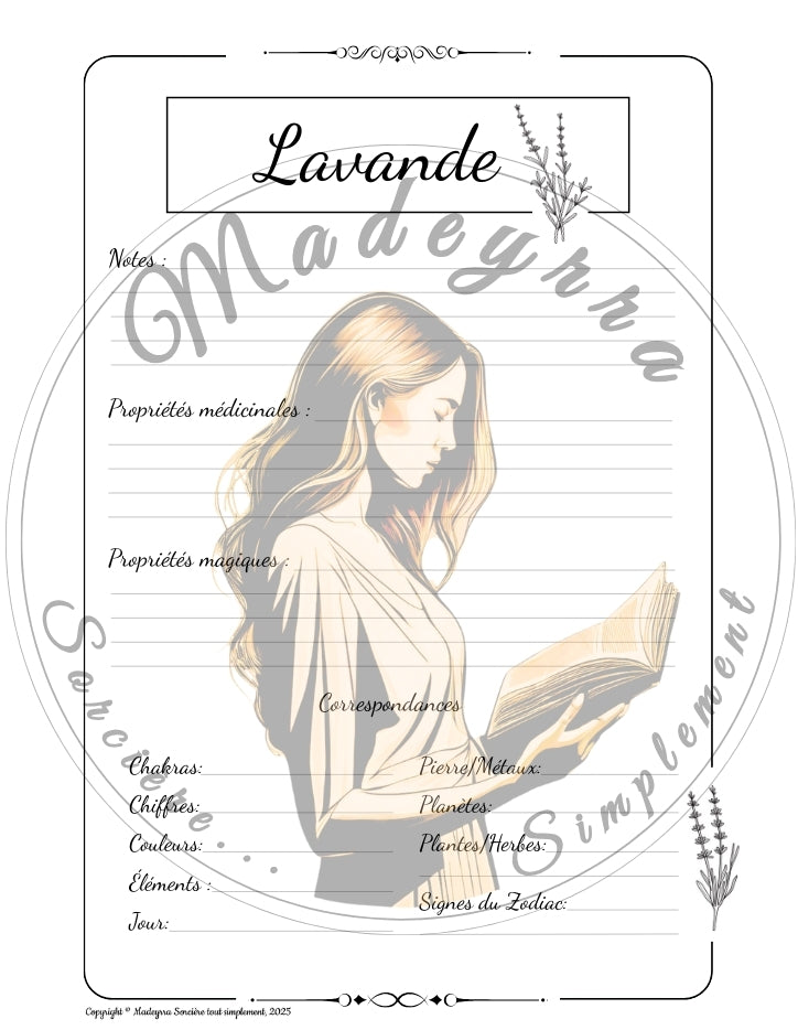 Grimoire Magique - Lavande (PDF à compléter)