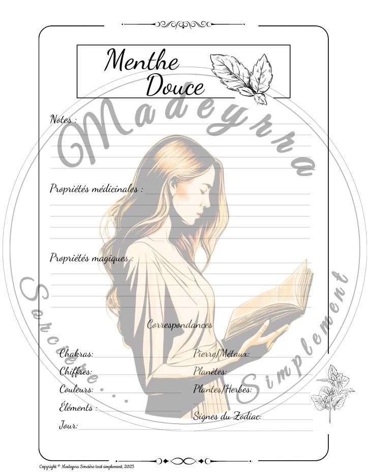 Grimoire Magique - Menthe Douce (PDF à compléter)