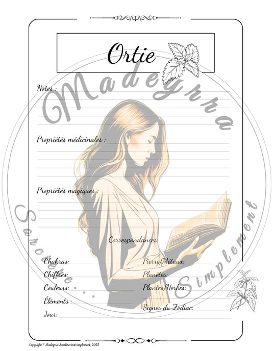 Grimoire Magique - Ortie (PDF à compléter)