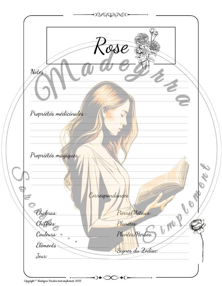 Grimoire Magique - Rose (PDF à compléter)