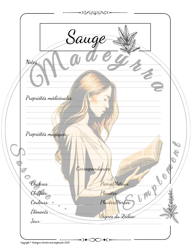 Grimoire Magique - Sauge (PDF à compléter)