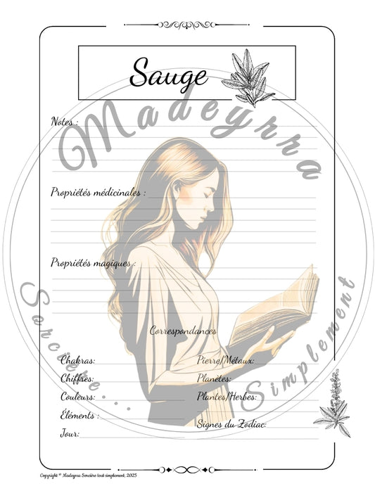 Grimoire Magique - Sauge (PDF à compléter)