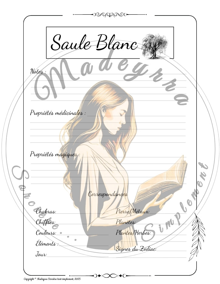 Grimoire Magique - Saule Blanc (PDF à compléter)