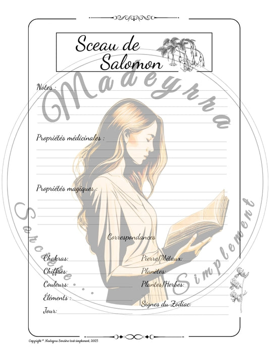 Grimoire Magique - Sceau de Salomon (PDF à compléter)