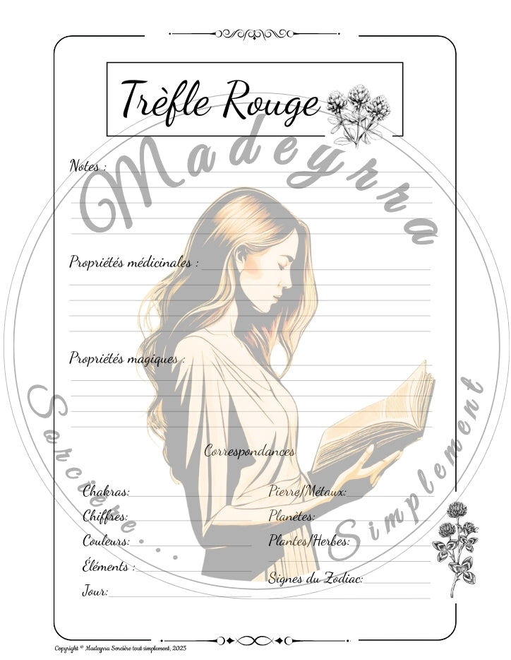 Grimoire Magique - Trèfle Rouge (PDF à compléter)