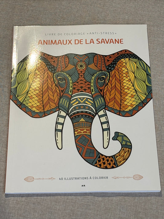 Livre à colorier anti-stress - animaux de la savane