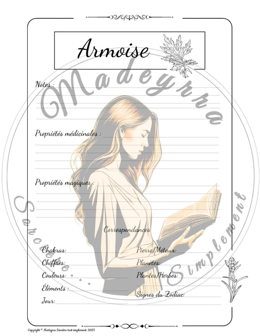 Grimoire Magique - Armoise (PDF à compléter)