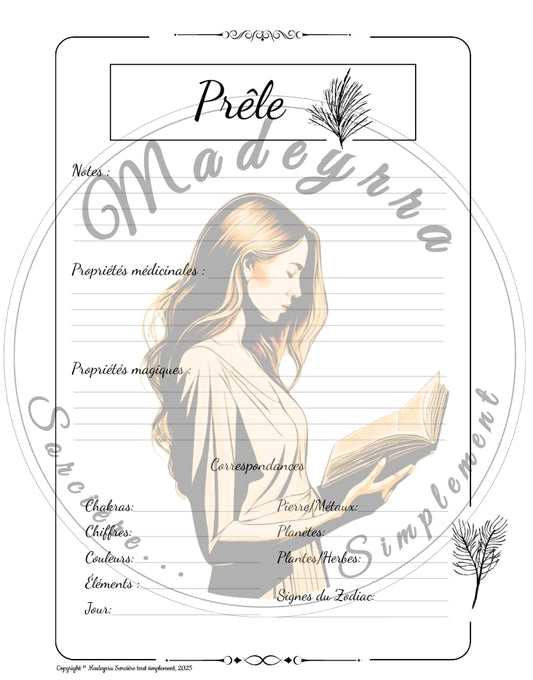 Grimoire Magique - Prêle (PDF à compléter)