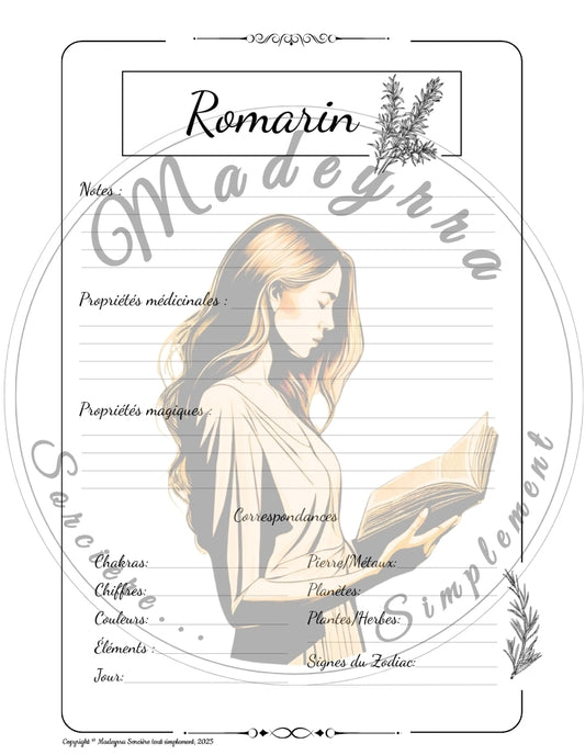 Grimoire Magique - Romarin (PDF à compléter)